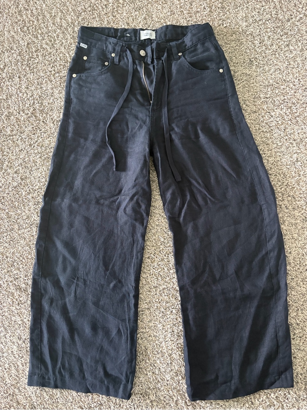 Citizens Of Humanity Black Wide-Leg Drawstring Pants